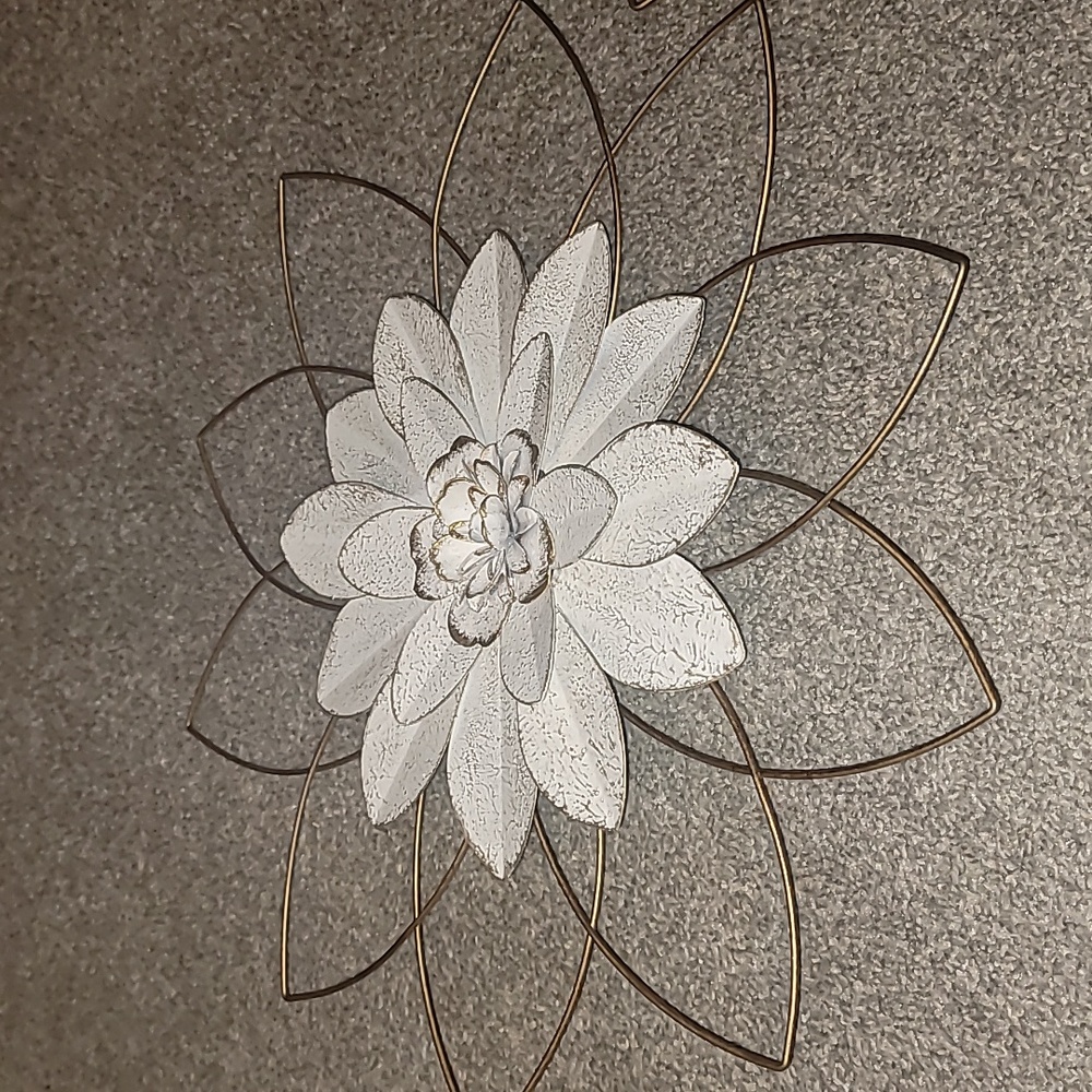 Gold Metal Floral Art Decor - Set of 2
